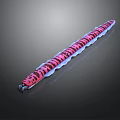 Long Pink And Black Striped Caterpillar With Vibrant Body On Dark Background