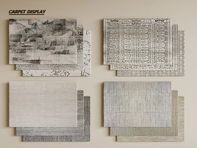 Square Carpets Display Showcasing Various Patterns Textures and Different Design Styles for Home Decor 3d model