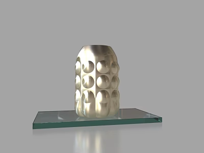 Decorative Modern Silver Vase With Circular Hole Pattern On Glass Base 3d model