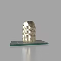Decorative Modern Silver Vase With Circular Hole Pattern On Glass Base