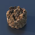 Brown Flaky Food Pieces Stacked In Round Shape On Dark Background