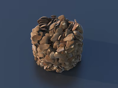 Brown Flaky Food Pieces Stacked In Round Shape On Dark Background 3d model
