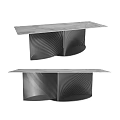 Modern Dining Table Design With Marble Top And Black Curved Striped Legs