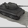 Black Military Model Tank With Turret Gun Barrel On Gray Surface With Water Droplets 3d model