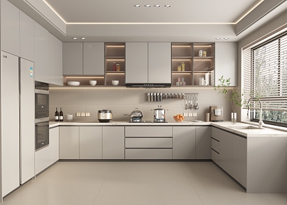 modern kitchen cream kitchen 3d model