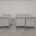 Durable Stainless Steel Commercial Worktables With Mobile Wheels And Storage Cabinets