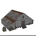 Weathered Wooden Plank Building Exterior With Rusted Metal Roof And Small Window
