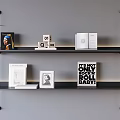 Italian-style Iron Bookshelf Nordic Metal Bookshelf Storage Rack Book Ornaments One-word Board Luminous Wall-hanging Bookshelf Partition 3d model