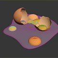 Organic Fresh Cracked Eggshells With Runny Yolks On Glass Surface