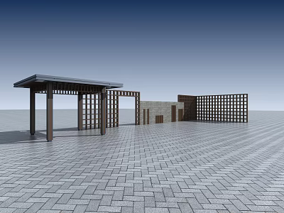 New Chinese style gallery landscape wall 3d model New Chinese style gallery landscape wall 3d model
