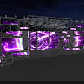 Dynamic Stage Design With Purple Green Lighting LED Screens And Geometric Lines