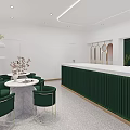 Modern Beauty Hair Salon Interior With Green Chairs And Styling Stations