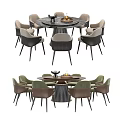Elegant Round Dining Table Set With Upholstered Chairs And Decorative Tray 3d model