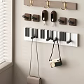 Decorative Wall Mounted Piano Key Design Coat Hanger with Wooden Hooks and Hanging Camera
