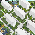 Residential Complex Planning With High Rise Buildings Green Spaces And Central Amenities