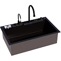 Modern Black Single Bowl Kitchen Sink With Two Faucets And Functional Design