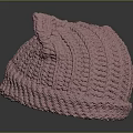 Pink Knitted Hat With Cute Cat Ears Design And Soft Warm Texture For Winter 3d model