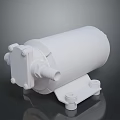 White Industrial Pump With Cylindrical Body Base Bracket And Side Connector