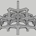Metallic Geometric Grid Structure With Intricate Open Framework And Support Struts