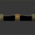 Circular Ancient City Wall Brick Structure With Battlements Red Flags And Yellow Emblems