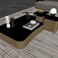 Modern Coffee Table Interior With Mirrored Top Stacked Books and Decorative Items 3d model
