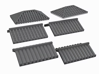 Various Gray Roof Tile Types for Building Construction and Roofing Projects 3d model