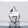 Silver Metallic Sculpture With Streamlined Flame Shaped Design And Reflective Surface 3d model