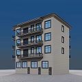Multi Story Detached Villa With Multiple Balconies Garage Dark Tile Roof And Light Exterior