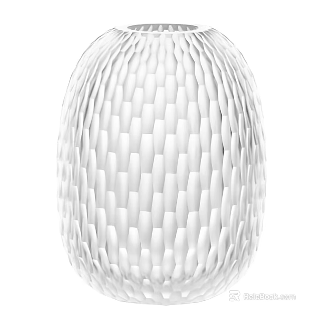 White Textured Vase With Intricate Woven Pattern For Home Decoration 3d model