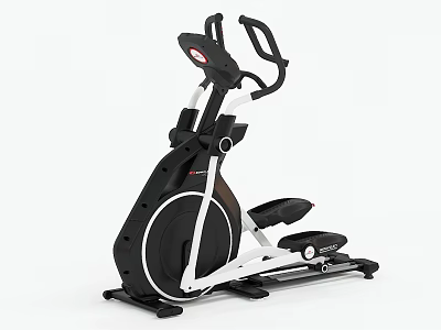 Black And White Elliptical Exercise Machine With Handles And Console For Home Workouts 3d model
