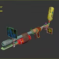 Unique Colorful Weapon With Red Yellow Silver Barrel Handle And Decorative Stickers