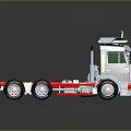 Modern Red And Gray Truck Chassis With Multiple Wheels And Roof Rack Design