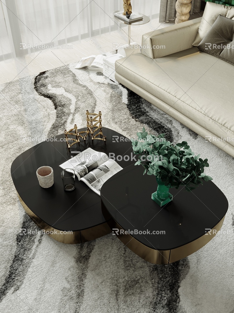 Modern sofa coffee table combination model