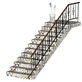 Elegant Classic Staircase With Marble Steps And Ornate Metal Railing