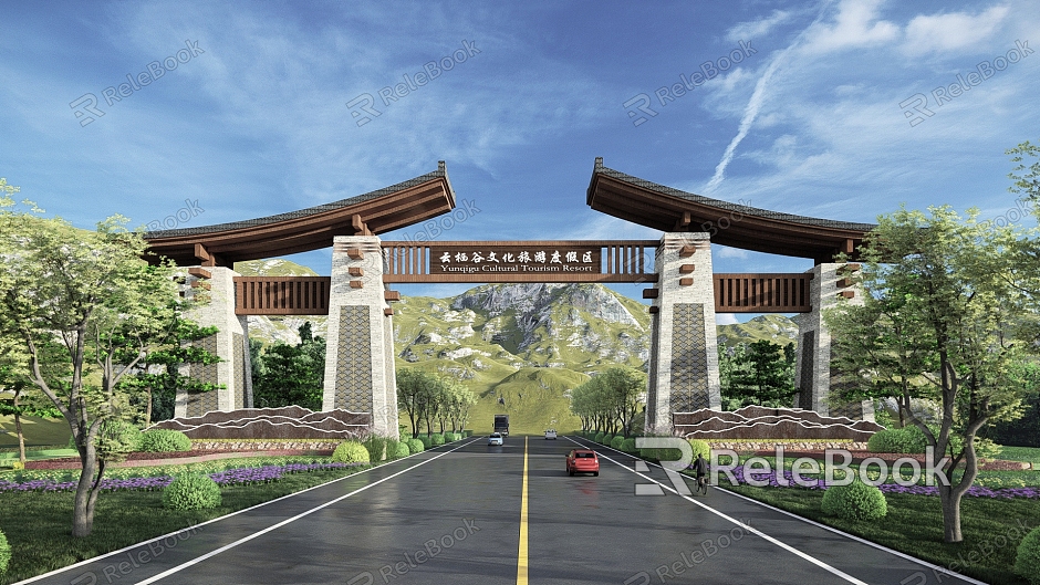 New Chinese Style Scenic Resort Gate model