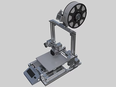 Industrial 3D Printer With Filament Spool Metal Frame Print Bed And Control Panel 3d model