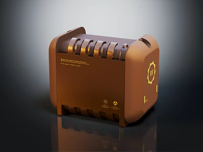Brown Compact Electronic Device With Ventilation Slots Golden Logo And Text 3d model