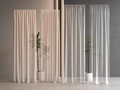 Modern Gauze Curtain Living Room Bedroom Curtain Phantom Gauze Curtain 3d model