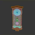 Red Wooden Electronic Table Clock With Roman Numeral Dial And Pendulum