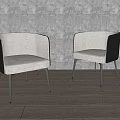Pair of Modern Dining Table Set Chairs With Upholstered Seats And Black Metal Legs