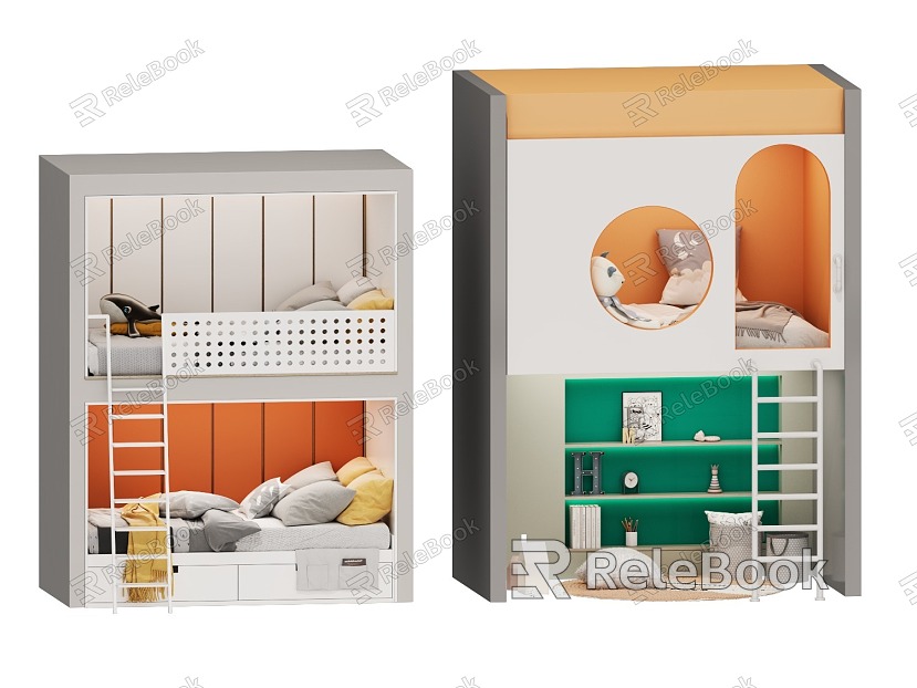 Children's room bunk children's bed toy bed stairs model