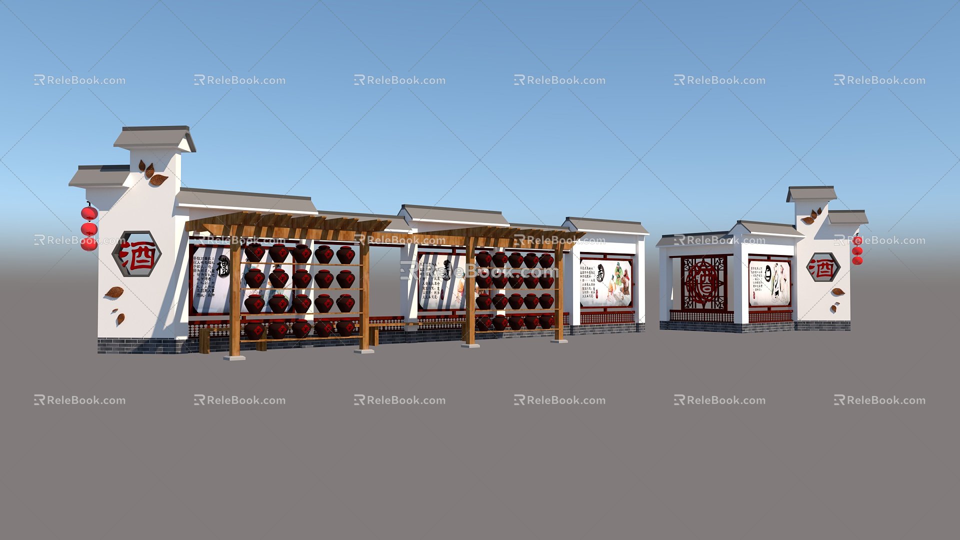 New Chinese Wine Culture Corridor 3d model