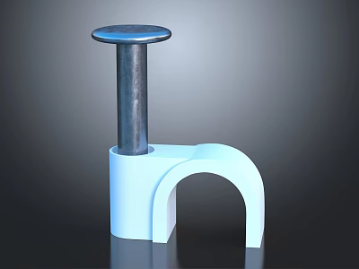 Practical Hardware Tool with Blue Plastic Base Metal Cylinder and Round Metal Cap 3d model