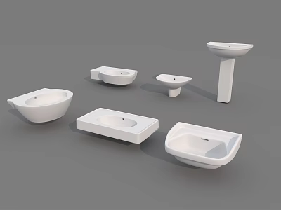 Various Modern Washbasin Designs For Bathroom With Different Shapes And Styles 3d model
