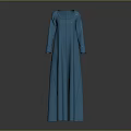 Elegant Blue Long Dress With Long Sleeves And Simple Classic Design