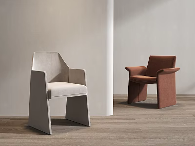 Modern Leisure Chairs Light Gray And Brown Minimalist Design Indoor Living Space Upholstered Seats 3d model