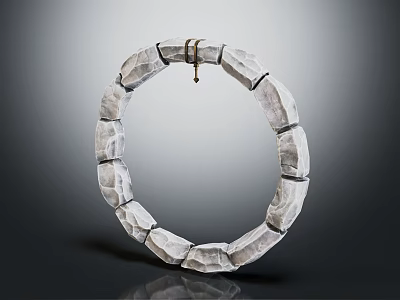 Handcrafted Stone Circular Decorative Ring With Jointed Pieces And Metal Hook 3d model