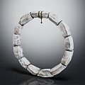 Handcrafted Stone Circular Decorative Ring With Jointed Pieces And Metal Hook 3d model