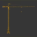 Yellow Tower Crane With Extended Boom And Stable Base For Construction Projects 3d model