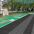 Fire Rescue Access Area With Green Grey Checkerboard Paving And Surrounding Trees 3d model